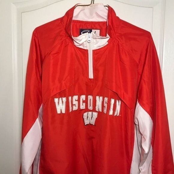 University of Wisconsin Vintage Red Half Zip Windbreaker SZ: L - Picture 3 of 7